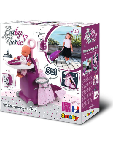 Carrito para Muñecas Smoby Púrpura con Cuna y Comedor