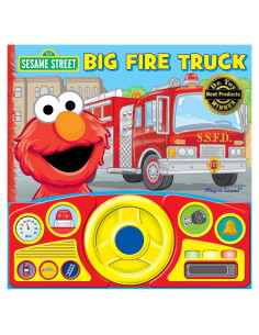 Sesame Street - Elmo's Big Fire Truck Adventure - Sound Book with Interactive Toy Steering Wheel - PI Kids (Play-A-Sound)