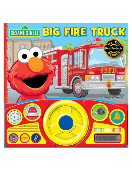 Sesame Street - Elmo's Big Fire Truck Adventure - Sound Book with Interactive Toy Steering Wheel - PI Kids (Play-A-Sound)