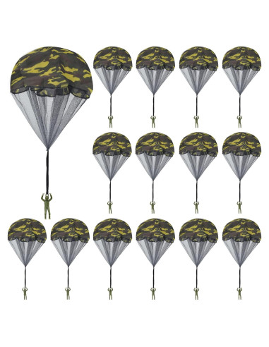 15 Juguetes Paracaídas Catcan Verde Camo 43 cm para Lanzar