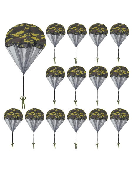 15 Juguetes Paracaídas Catcan Verde Camo 43 cm para Lanzar