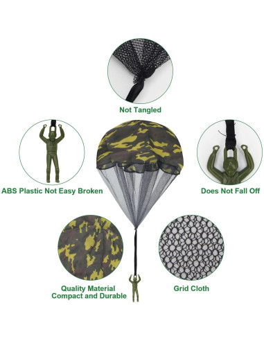 15 Juguetes Paracaídas Catcan Verde Camo 43 cm para Lanzar
