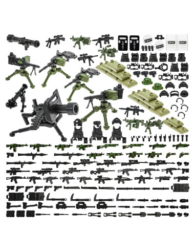 130 Piezas Accesorios Militares BloxBrix para Figuras de Soldados