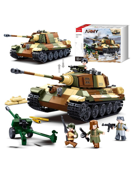 Set de Construcción Tanque Tiger II Sluban 930 PCS 2 en 1