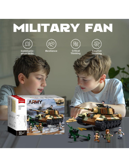 Set de Construcción Tanque Tiger II Sluban 930 PCS 2 en 1