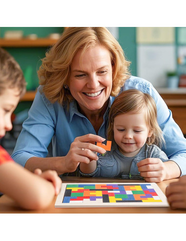 Rompecabezas de Bloques de Madera 3 Nutrias 2 Juegos Educativos