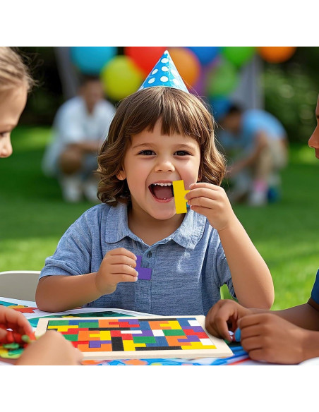 Rompecabezas de Bloques de Madera 3 Nutrias 2 Juegos Educativos