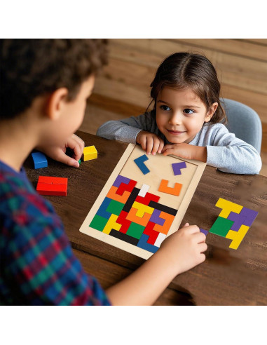 Rompecabezas de Bloques de Madera 3 Nutrias 2 Juegos Educativos