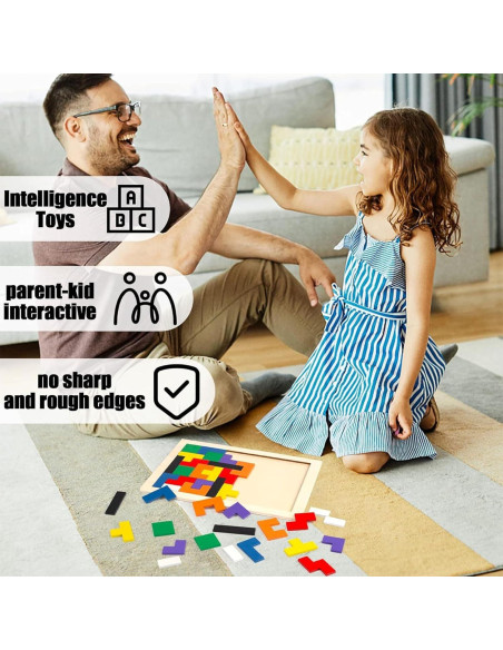 Rompecabezas de Bloques de Madera 3 Nutrias 2 Juegos Educativos