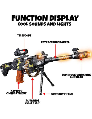 Pistola de Juguete Militar ArtCreativity con Mira y Sonido 63.5 cm