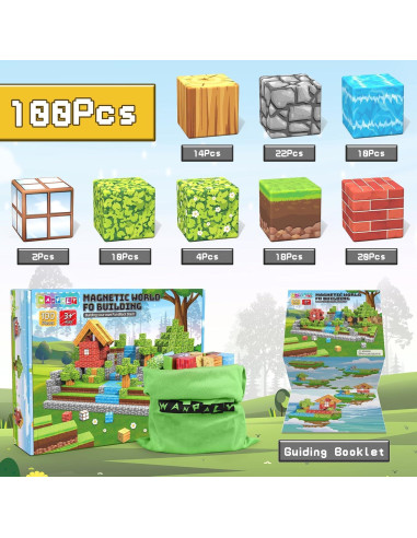 100 Bloques Magnéticos Wanplay 1 Pulgada para Niños 3-12 Años