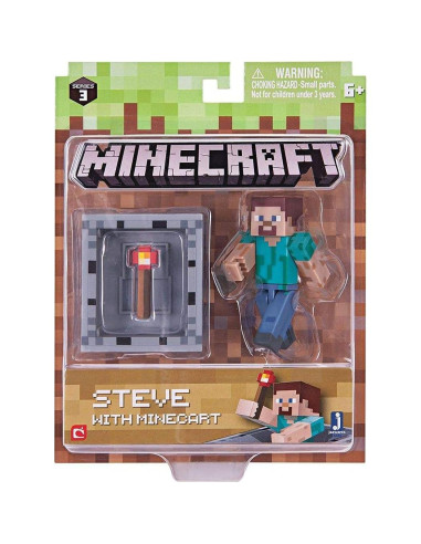 Figura de Acción Minecraft Steve con Vagón 6.99 cm