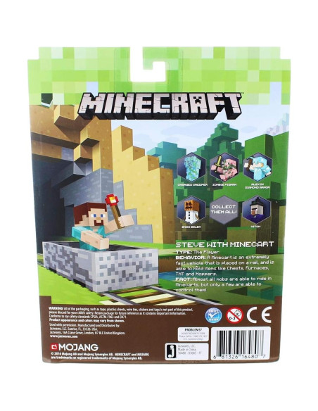 Figura de Acción Minecraft Steve con Vagón 6.99 cm