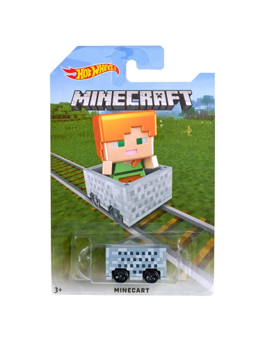Vehículo Minecart Hot Wheels Minecraft Alex 10.8x3.5x16.5cm