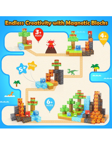 Bloques Magnéticos Toylogy Mundo Dino 3-8 años Construcción