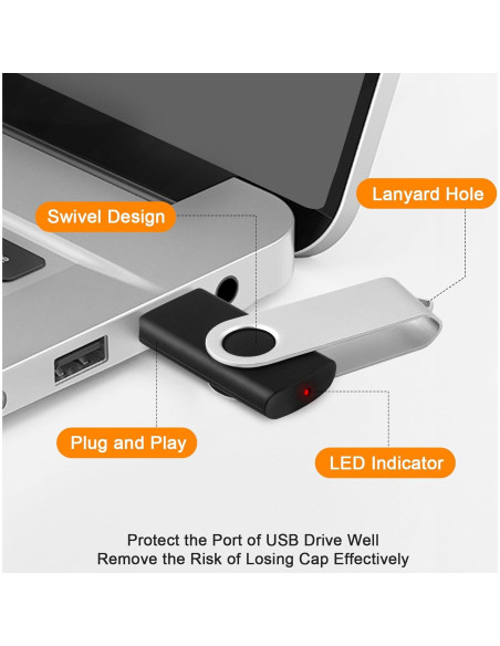 Paquete de 10 Unidades USB Flash 8GB MECHEER Giratorio