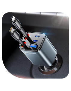Cargador de Coche Retráctil SUPERONE 2025 5 en 1 84W