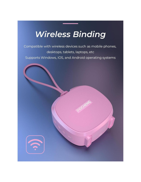 Altavoz Bluetooth Pequeño Peicheng IPX5 Portátil Rosa Altavoz Bluetooth Pequeño Peicheng IPX5 Portátil Rosa