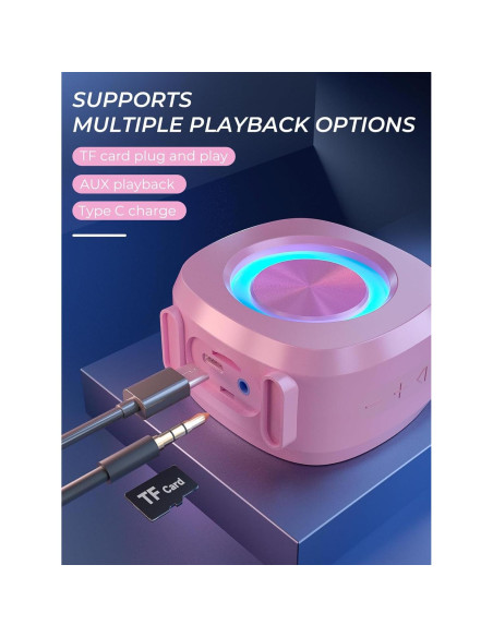 Altavoz Bluetooth Pequeño Peicheng IPX5 Portátil Rosa Altavoz Bluetooth Pequeño Peicheng IPX5 Portátil Rosa
