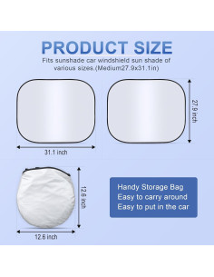 JUSTTOP Protector Solar Plegable para Parabrisas 2 Piezas 70.9x79cm 2