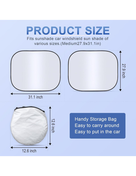 JUSTTOP Protector Solar Plegable para Parabrisas 2 Piezas 70.9x79cm