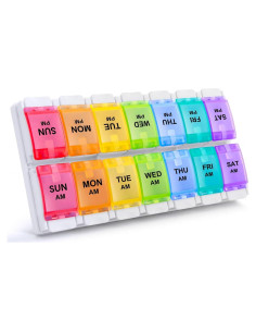 Organizador Semanal de Pastillas Sukuos AM PM 7 Días Arcoíris