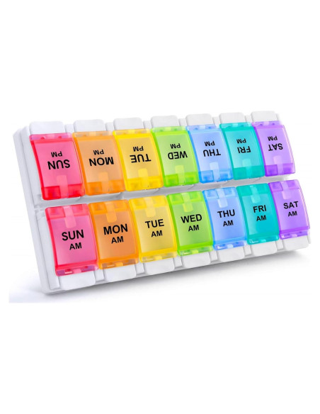 Organizador Semanal de Pastillas Sukuos AM PM 7 Días Arcoíris