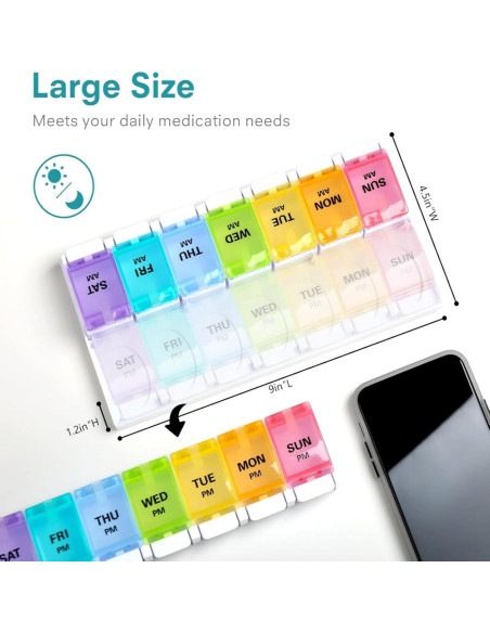 Organizador Semanal de Pastillas Sukuos AM PM 7 Días Arcoíris