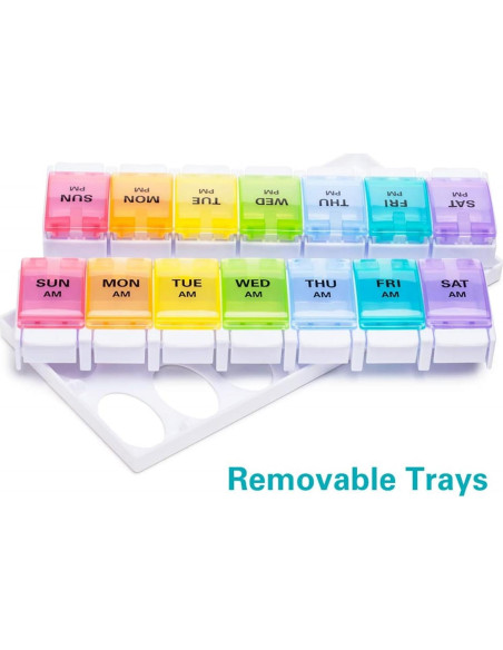 Organizador Semanal de Pastillas Sukuos AM PM 7 Días Arcoíris