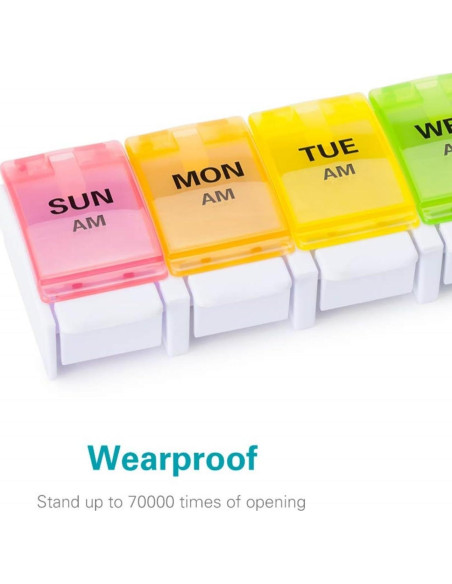 Organizador Semanal de Pastillas Sukuos AM PM 7 Días Arcoíris