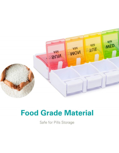 Organizador Semanal de Pastillas Sukuos AM PM 7 Días Arcoíris