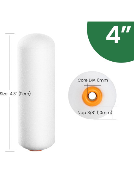 Rodillos de Pintura de Espuma Voomey 4" - Paquete de 24 Unidades