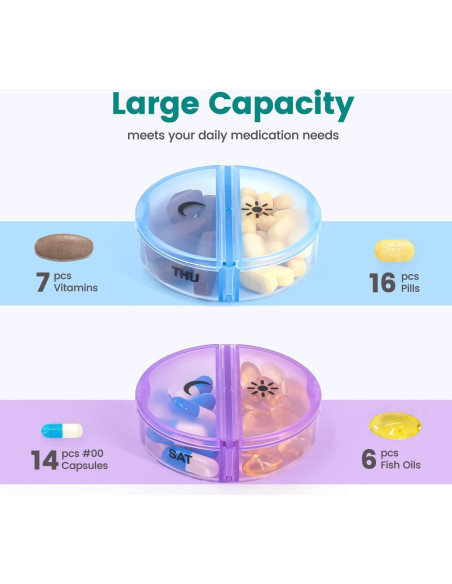 Organizador de Pastillas Semanal Sukuos AM PM 7 Días Fácil Apertura
