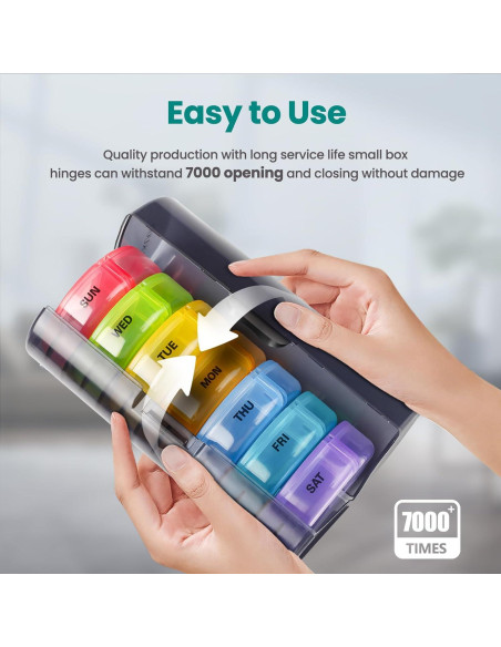 Organizador de Pastillas Semanal Sukuos AM PM 7 Días Fácil Apertura