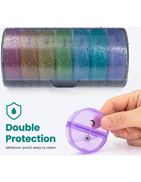 Organizador de Pastillas Semanal Sukuos AM PM 7 Días Fácil Apertura