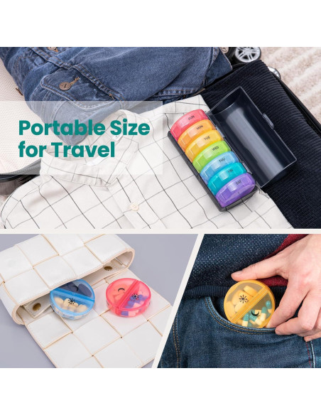 Organizador de Pastillas Semanal Sukuos AM PM 7 Días Fácil Apertura