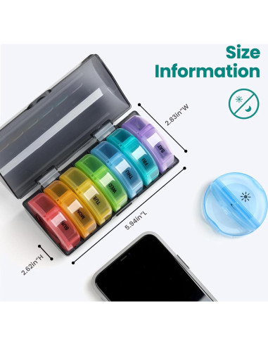 Organizador de Pastillas Semanal Sukuos AM PM 7 Días Fácil Apertura