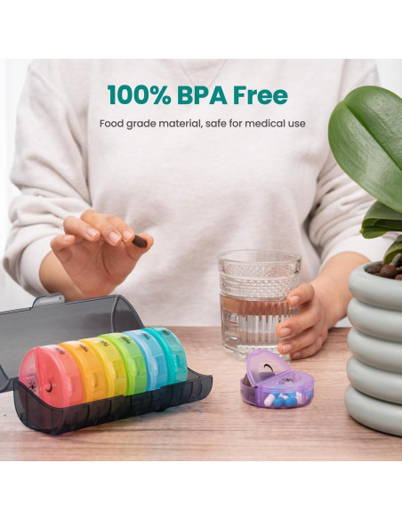 Organizador de Pastillas Semanal Sukuos AM PM 7 Días Fácil Apertura