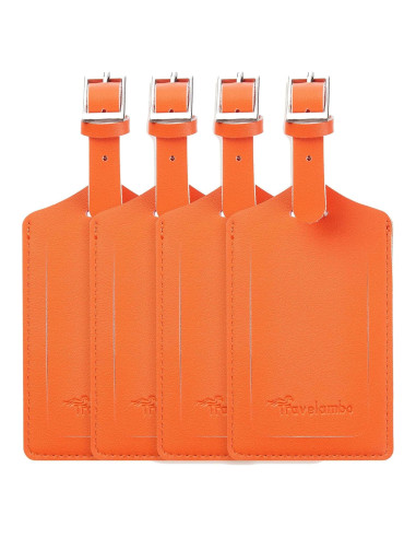 Etiquetas de Equipaje Travelambo de Cuero PU - 4 Piezas Naranja