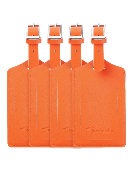 Etiquetas de Equipaje Travelambo de Cuero PU - 4 Piezas Naranja