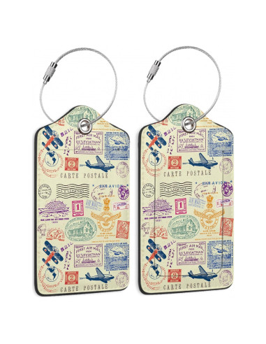 Etiquetas de Equipaje SKYDAWNY Retro Stamp 2 Piezas con Privacidad