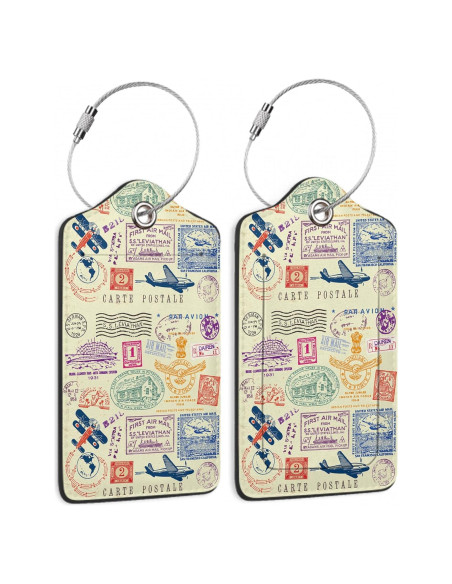 Etiquetas de Equipaje SKYDAWNY Retro Stamp 2 Piezas con Privacidad Etiquetas de Equipaje SKYDAWNY Retro Stamp 2 Piezas con Privacidad