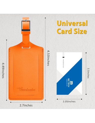 Etiquetas de Equipaje Travelambo de Cuero PU - 4 Piezas Naranja