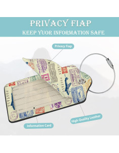 Etiquetas de Equipaje SKYDAWNY Retro Stamp 2 Piezas con Privacidad 2