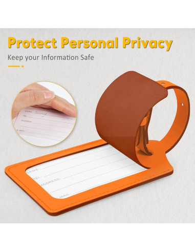 Etiquetas de Equipaje Travelambo de Cuero PU - 4 Piezas Naranja