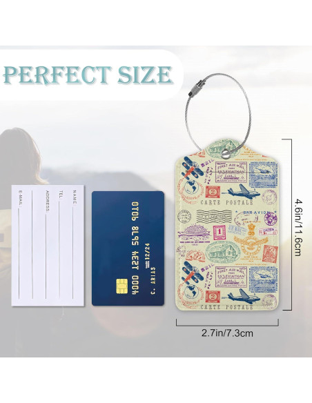 Etiquetas de Equipaje SKYDAWNY Retro Stamp 2 Piezas con Privacidad Etiquetas de Equipaje SKYDAWNY Retro Stamp 2 Piezas con Privacidad