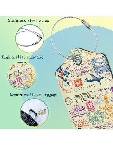 Etiquetas de Equipaje SKYDAWNY Retro Stamp 2 Piezas con Privacidad