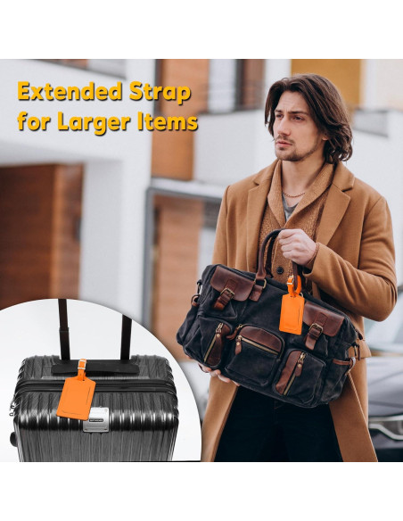 Etiquetas de Equipaje Travelambo de Cuero PU - 4 Piezas Naranja