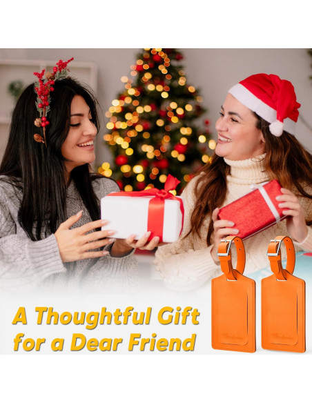 Etiquetas de Equipaje Travelambo de Cuero PU - 4 Piezas Naranja