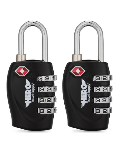 Candado de Equipaje HERO - Paquete de 2, Combinación TSA 4 Dígitos
